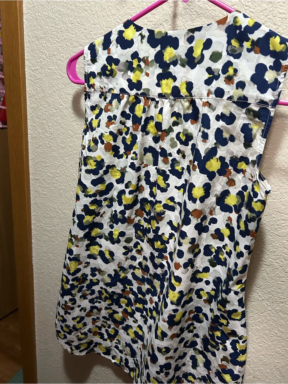CAbi Sleeveless Ruffle Neck Blouse - White, Navy & Yellow - Picture 8 of 8